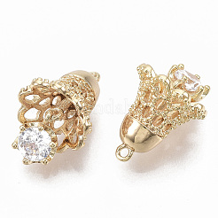 Brass Micro Pave Clear Cubic Zirconia Pendants&nbsp;KK-R126-038-NF