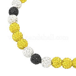 1Pc Polymer Clay Rhinestone Round Beaded Stretch Necklaces&nbsp;NJEW-SP0001-14L