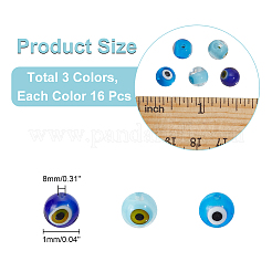 48Pcs 3 Colors Handmade Evil Eye Lampwork Round Beads&nbsp;LAMP-NB0001-85