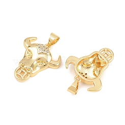 Brass Micro Pave Clear Cubic Zirconia Pendants&nbsp;ZIRC-F148-07G