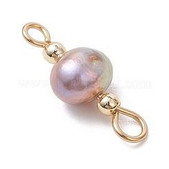 Natural Cultured Freshwater Pearl Potato Connector Charms&nbsp;PALLOY-JF04928