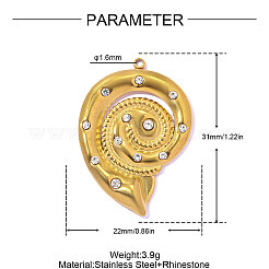 304 Stainless Steel Rhinestone Pendants&nbsp;STAS-OY017-62G