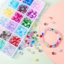 450Pcs 18 Colors Gradient Color Transparent Crackle Acrylic Beads&nbsp;MACR-CJ0001-15