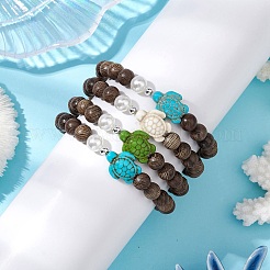 Synthetic Howlite & Turquoise Beaded Stretch Bracelets&nbsp;BJEW-JB111343