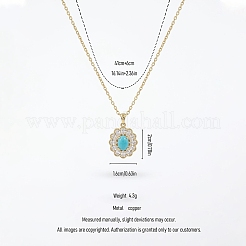 Brass Pave Clear Cubic Zirconia & Resin Oval Pendant Necklaces for Women&nbsp;WG9C9EA-01