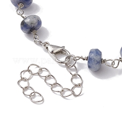 Rondelle Natural Blue Spot Jasper Links Bracelets & Necklaces Sets&nbsp;SJEW-JS01295-03