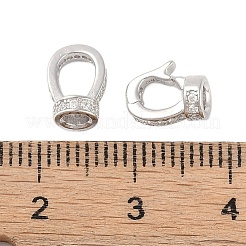 925 Sterling Silver Micro Pave Clear Cubic Zirconia Fold Over Clasps&nbsp;STER-U004-02P
