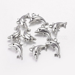 Tibetan Style Alloy Dolphin Pendants&nbsp;TIBEP-1076-AS-FF