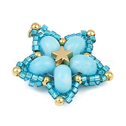 Handmade Glass Seed Beaded & Synthetic Dyed Imperial Jasper Beads Pendants&nbsp;PALLOY-MZ00752-01