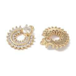 Brass Micro Pave Clear Cubic Zirconia Pendants&nbsp;KK-S367-09A