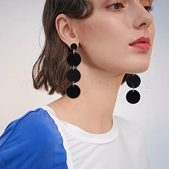 6 Pairs 6 Colors Flat Round Acrylic Dangle Stud Earrings with Steel Iron Pins for Women&nbsp;EJEW-AN0004-13