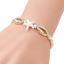2Pcs 2 Styles Alloy & Natural Howlite & Synthetic Turquoise & Non-magnetic Hematite Braided Bead Brecelets&nbsp;BJEW-JB13786