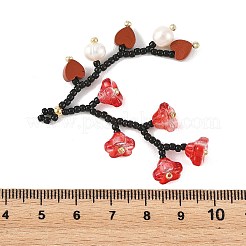 Glass Seed Beaded & Natural Red Jasper Big Pendants&nbsp;PALLOY-MZ01388-01