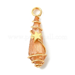 2Pcs Electroplated Natural Quartz Crystal Dyed Copper Wire Wrapped Pendants&nbsp;PALLOY-JF03174-01