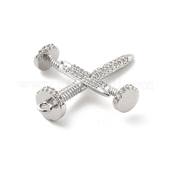 Brass Micro Pave Clear Cubic Zirconia Pendants&nbsp;KK-L228-44A-P