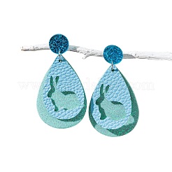 Easter Acrylic & PU Leather Dangle Stud Earrings&nbsp;FS-WGEBE08-02