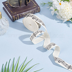 Musical Note Print Polyester Ribbon&nbsp;OCOR-WH0091-25