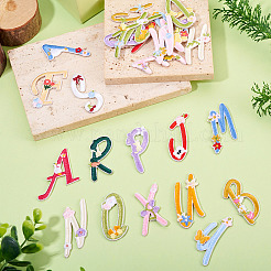 26Pcs Letter A~Z with Flower Polyester Computerized Embroidery Cloth Iron on/Sew on Patches&nbsp;DIY-TAC0015-42
