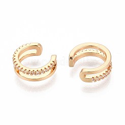 Brass Micro Pave Clear Cubic Zirconia Cuff Earrings&nbsp;EJEW-T047-55G