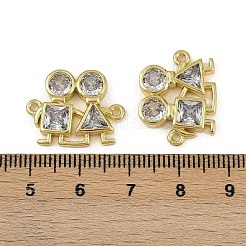 Brass Pave Clear Cubic Zirconia Couple Links&nbsp;KK-I358-006G
