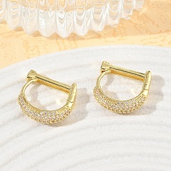 Brass Micro Pave Cubic Zirconia Hoop Earrings&nbsp;KK-CBA30C7-23G