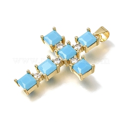 Brass Micro Pave Light Sky Blue Cubic Zirconia Pendants&nbsp;CU-CBAEEA8-20G