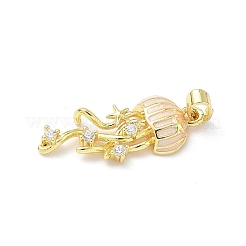 Brass Micro Pave Cubic Zirconia with Enamel Pendants&nbsp;KK-Z134-15G-01A