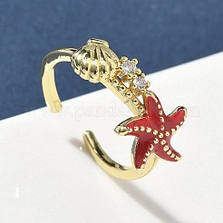 Brass Micro Pave Cubic Zirconia Cuff Rings&nbsp;RJEW-H256-11G