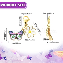 12Pcs Butterfly & Flower Alloy Enamel Pendants Decorations&nbsp;HJEW-YW00122