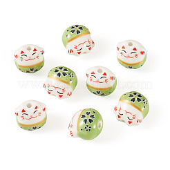9Pcs Handmade Printed Porcelain Beads&nbsp;PORC-TADJ0001-01G