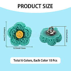 60Pcs 6 Colors 1-Hole Iron Plastic Shank Buttons&nbsp;BUTT-CY0001-26B