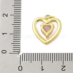 Heart Rack Plating Brass with Cubic Zirconia Pendants&nbsp;KK-Z074-51G