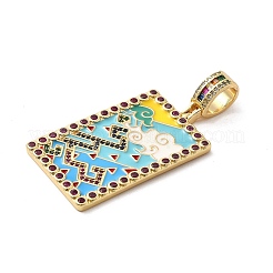 Brass Micro Pave Cubic Zirconia Pendants with Enamel&nbsp;KK-H458-04G-03