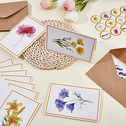 12Pcs Flower Paper Postcard with 12Pcs Rectangle Blank Kraft Paper Envelopes and 12Pcs Stickers Kits&nbsp;DIY-WR0005-62