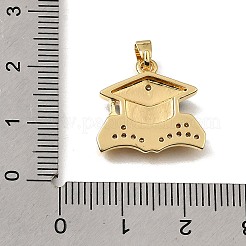 Brass Micro Pave Clear Cubic Zirconia with Black Enamel Pendants&nbsp;CU-CBAA556-07B