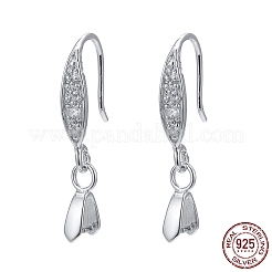 Anti-Tarnish Rhodium Plated 925 Sterling Silver Earring Hooks&nbsp;STER-F033-55P