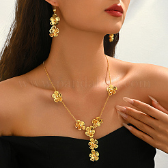 Elegant Alloy Hollow Floral Y-shaped Necklace & Earrings Sets for Women&nbsp;QU9452