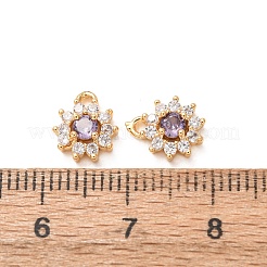 Brass Micro Pave Cubic Zirconia Charms&nbsp;CU-K002-39G-M