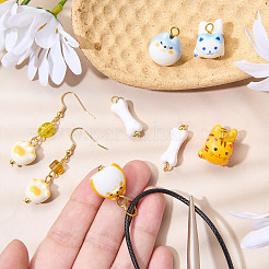 8Pcs Animals Handmade Porcelain Pendants&nbsp;PALLOY-SW00146