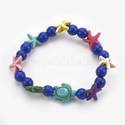 Synthetic Turquoise(Dyed) Beads Kids Stretch Bracelets&nbsp;BJEW-JB03889