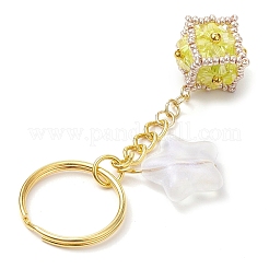 Glass Seed Bead Cube with Acrylic Star Keychain&nbsp;KEYC-MZ00027