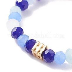 Glass Beaded Stretch Finger Ring with Cube for Women&nbsp;RJEW-JR00431