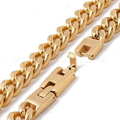 Ion Plating(IP) 304 Stainless Steel Curb Chains Necklace for Women&nbsp;NJEW-E155-02G-01