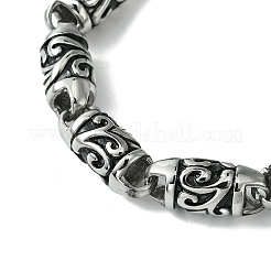 304 Stainless Steel Textured Column Link Chain Bracelets for Women Men&nbsp;BJEW-C063-11AS