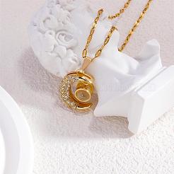 Mother's Day Moon Pendant Necklace I Love You in 100 Languages Projection Necklace Stainless Steel Charm Jewelry for Women Lovers Mom Girlfriends&nbsp;JN1115A