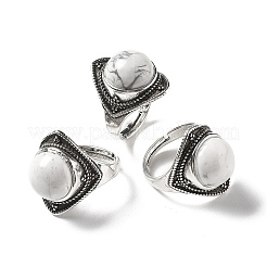 Natural Howlite Adjustable Rings&nbsp;G-P560-03AS-01