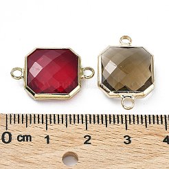 Brass Pave K9 Glass Connector Charms&nbsp;GGLA-Z001-07