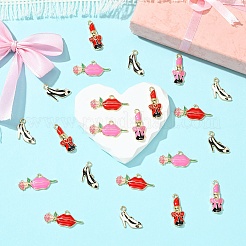 24Pcs 6 Styles Rack Plating Alloy Enamel Pendants&nbsp;ENAM-YW0005-71