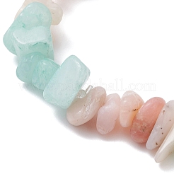 Natural Amazonite and Morganite Chip Beads Stretch Bracelets for Women&nbsp;BJEW-JB12589-01