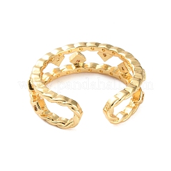 Rack Plating Brass Micro Pave Cubic Zirconia Open Cuff Rings for Women&nbsp;RJEW-U026-04G-04